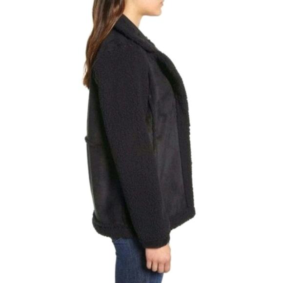 Caslon Black Faux Suede Sherpa Jacket Open Front Cozy Casual Fall Layering M - Picture 4 of 12